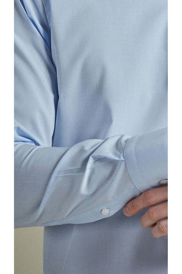 BENEZZO Slim Fit Long Sleeve Blue Men's Shirt
