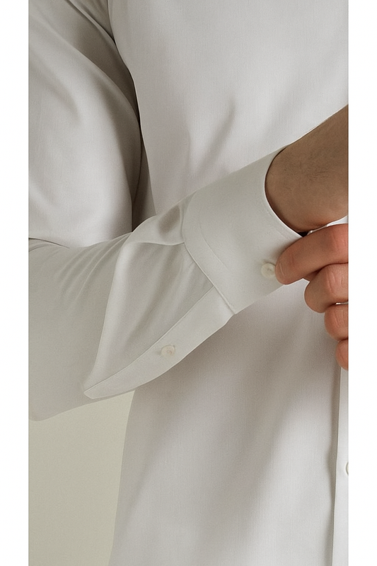 BENEZZO Slim Fit Long Sleeve White Men's Shirt