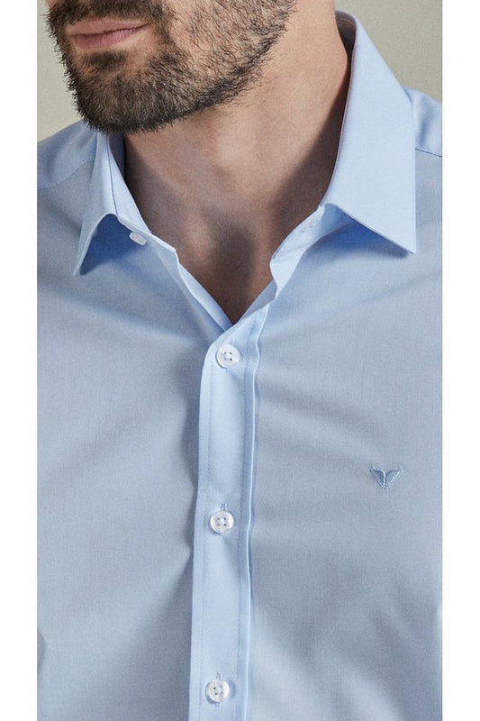 BENEZZO Slim Fit Long Sleeve Blue Men's Shirt