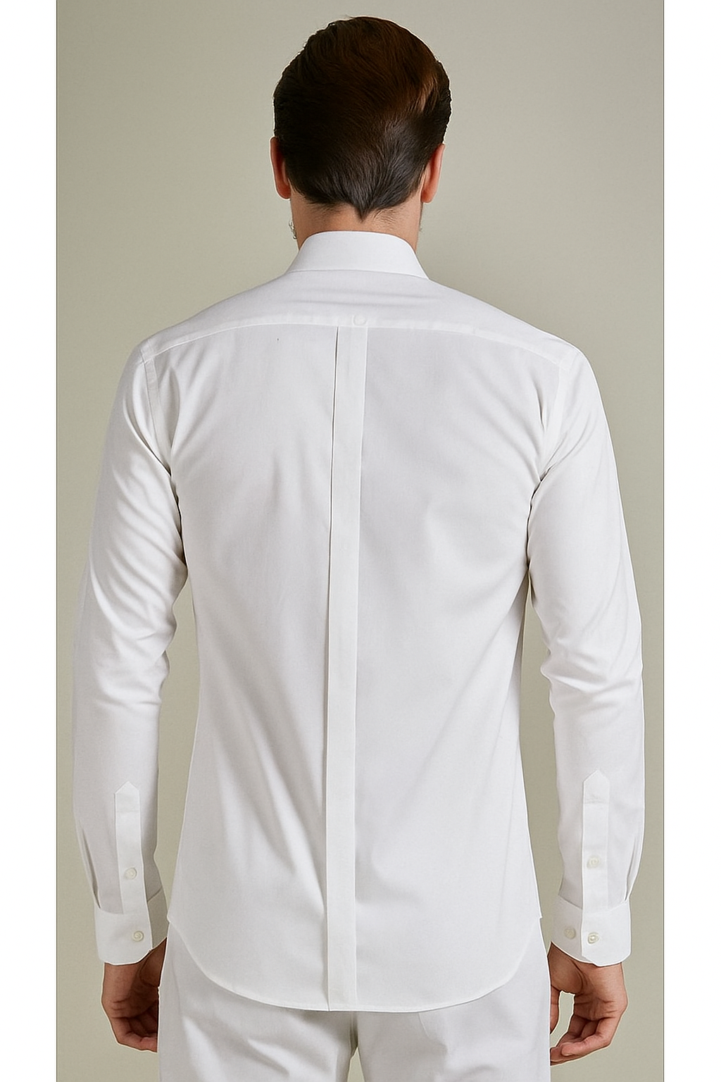 BENEZZO Slim Fit Long Sleeve White Men's Shirt